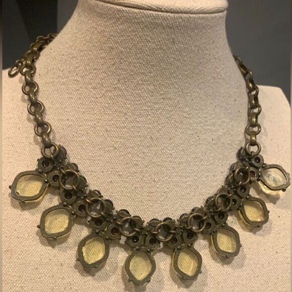 Gerard Yosca Vintage 80s Bib Statement Faux Topaz Crystal Boho 1980s Necklace - Picture 7 of 9